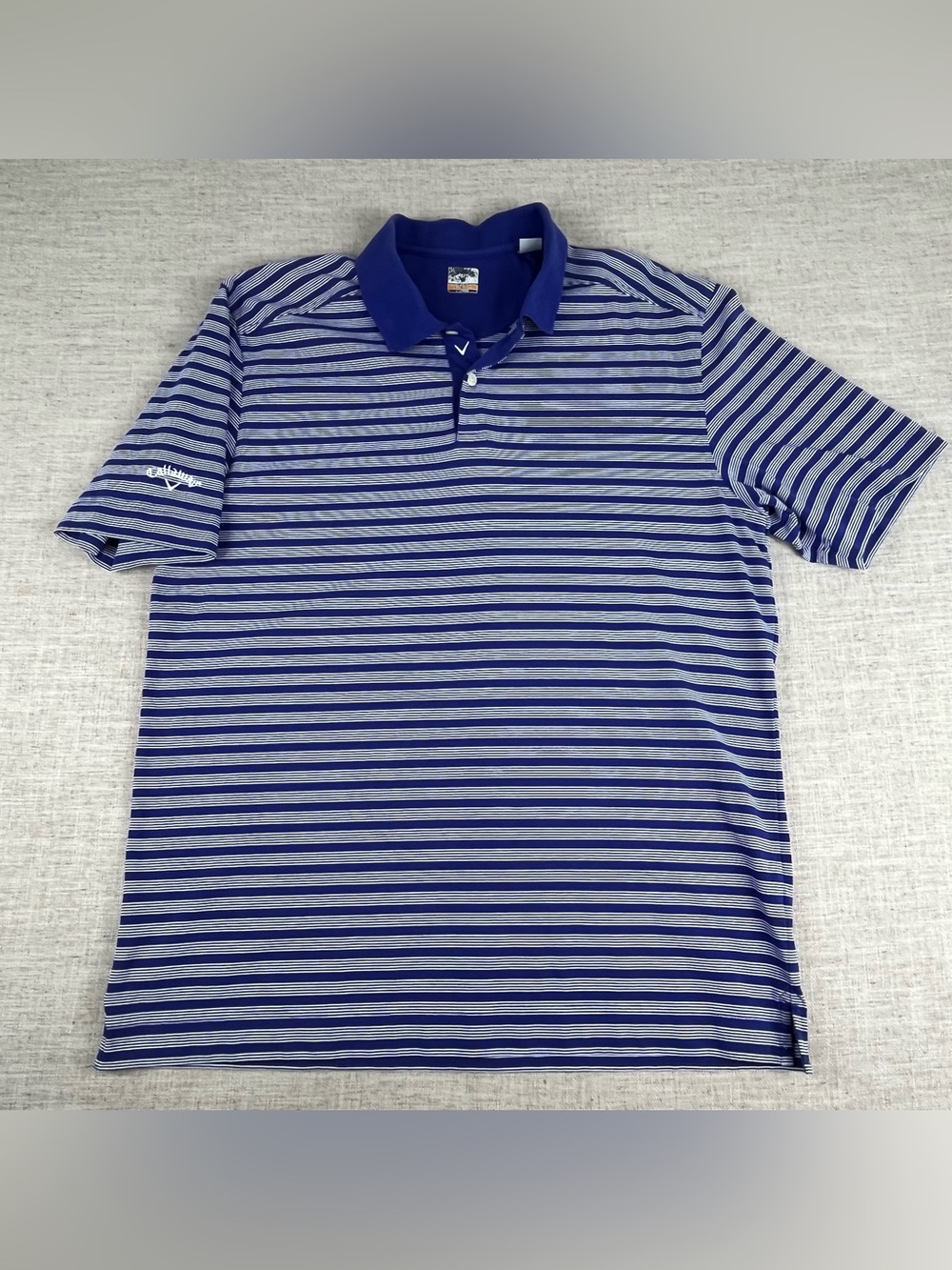 Callaway Golf Polo Shirt Men’s XL Purple White Stripe C-Tech Quick Dry Logo